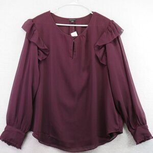 Ann Taylor Plum Ruffle Blouse